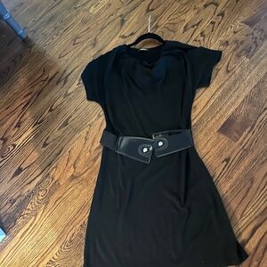 Kerisma part cashmere dress with accent belt.